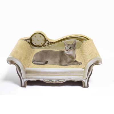 China Sustainable Custom Cat Stress Reliever Luxury Comfy Lounge Cardboard Couch Sturdy Cat Sofa Scratcher for sale