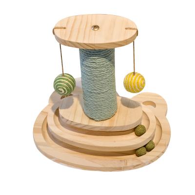 China Sustainable Cats Turntable Solid Wood Cat Tree Scratching Board Tower Funny Cat Scratcher Post Toy Sustainable Small Animals C252 for sale