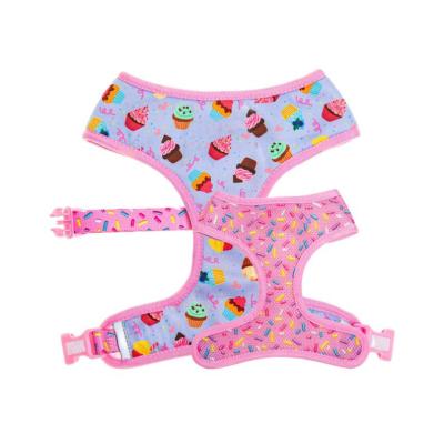 China Personalized Heat Transfer Print Personalized Pattern Soft Neoprene Reversible Dog Harness for sale