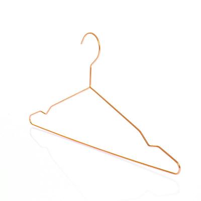 China Durable Non-slip Pink Gold Garment Hanger Diameter 3.0mm Thick Wire Hanger For Laundry Shirt Hanger for sale