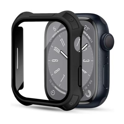 China Luxury Explosion-proof Shockproof Waterproof PC Matte Watch Case With Tempered Glass Protective Film For Apple Watch Series 7 8 for sale