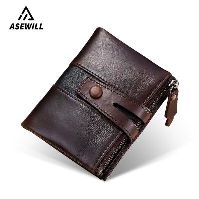 China Premium Genuine Leather RFID Wallet Minimalist Minimalist Short Wallet For Men Leather for sale