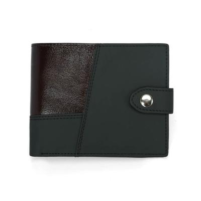 China RFID Fashion Design Splicing Short Wallet For Men With Coin Pocket RFID Blocking Genuine Leather Wallet for sale