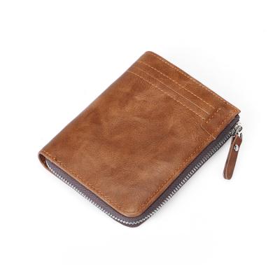 China Simple Zipper Coin Pouch Stylish Design Zipper Pouch PU Wallet For Men Leather Trim Coin Pocket Credit Card Holder for sale