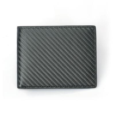 China RFID RFID Blocking Small Pocket Bifold Wallet For Men Carbon Fiber Leather ID Window Card Holder for sale