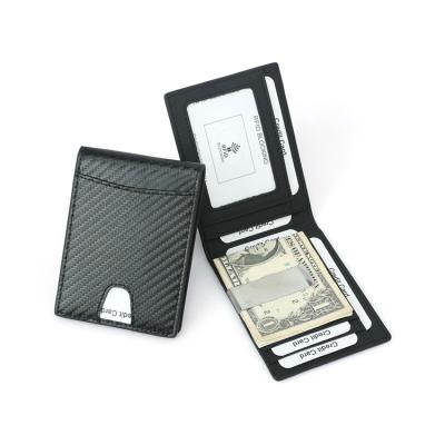 China Money Hold Men's Pocket Money Clip Minimalist Microfiber Card Holder Slim Carbon Fiber Texture RFID Wallet For Man for sale