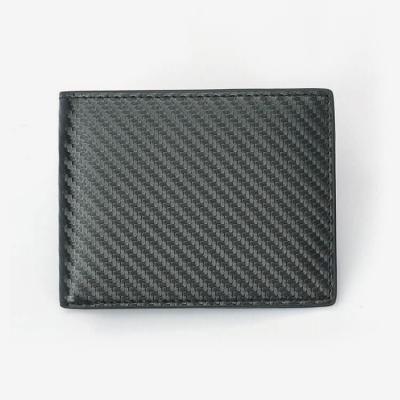 China High Quality RFID Credit Card Money Wallet For Men Leather RFID Blocking Carbon Fiber Wallet for sale