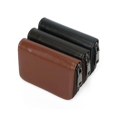 China Small Size But High Capacity Small PU Card Holder Multi Pocket Single Zipper Leather Vintage Style Wallet For Men for sale