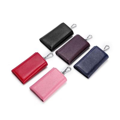 China Fashion Newest Design Colorful Compact Leather Key Chain Organizer Custom Multifunctional Key Holder Wallets for sale