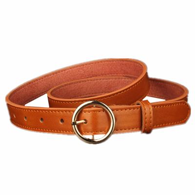 China Vintage Leather Belt/Low Sale Price Lady Fashion Single O Ring Shape Buckle Belt Girls Casual Hot Women for sale