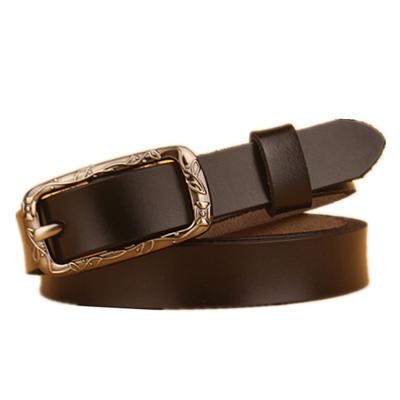 China 2020 Hot Selling Vintage Style Women Genuine Leather Soft Genuine Leather Western Lady Genuine Leather Belts Square Buckle Square Buckle for sale