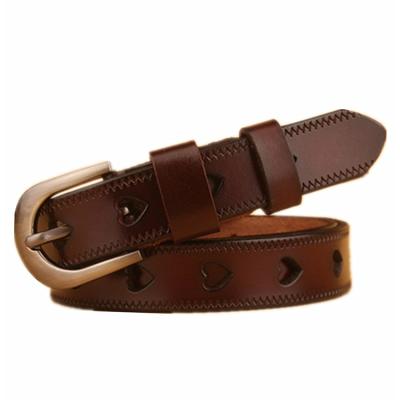 China Newest Design Soft Genuine Leather Lady Fashion Thin Leather Belt Alloy Pin Buckle Real Leather Belt For Woman for sale