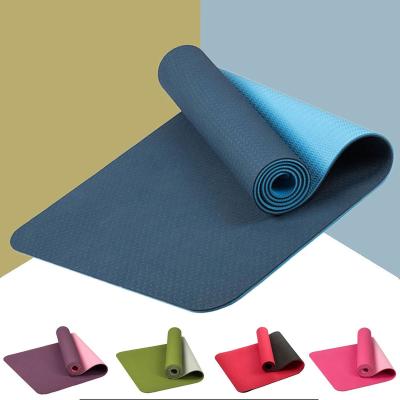 China 6mm Thickness 6MM Home Use Non Slip Yoga Mat Double Layer Tape Yoga Mat Custom Color for sale