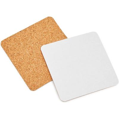 China Drinksublimation Hot Sale Custom Self-adhesive Custom Beer Square Adhesive Cork Coaster for sale