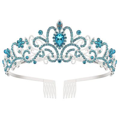 China Hot Amazon Zinc Alloy Tiaras And Crowns For Women Girls Elegant Princess Crown With Combs Glitter Sash Birthday For Women Wedding Party for sale