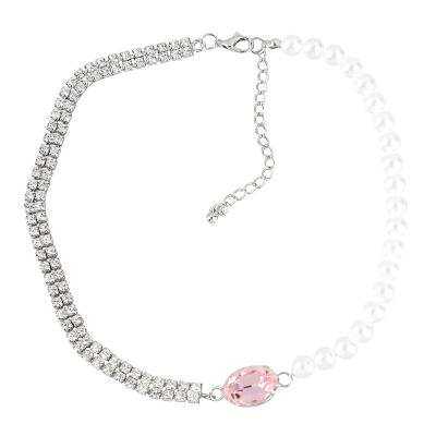 China Vintage Amazon Crystal Choker Necklace Sparkly Rhinestone Pearl Wedding Nightclub Prom Jewelry Accessories For Women And Girls for sale