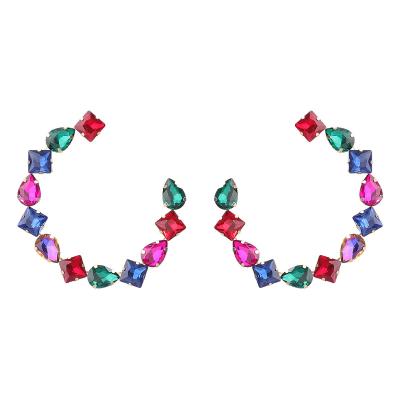 China Trendy Fashion Jewelry Best Selling Elegant Statement Rhinestone Stud Earrings For Women for sale