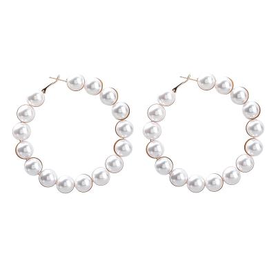 China Environmental Friendly Pearl Circle Earrings For Women Shape Dangle Hypoallergenic Layer Earrings Drop To Dangle Earrings Gifts For Women for sale