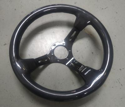 China Good looking 3K Plain high glossy carbon fiber  car vehicle Steering Wheel with  round shape can be customized for sale