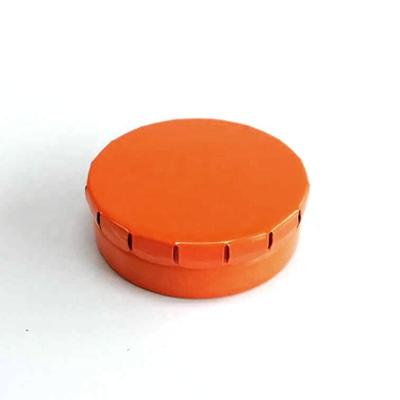 China Recycled Materials Bespoke Candy Pack Container Metal Mint Tinplate Can Round Click Slam Tin Box for sale