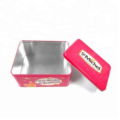 China Rectangular Cookie Tin Box Large Rectangular Cookie Tin Box Metal Cake Box Can Emboss Logo for sale