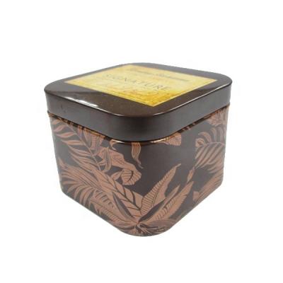 China Decorative Materials Square Small Recycled Tea Tin With Plug Lid for sale