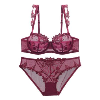 China QUICK DRY QUICK DRY lift up match set sexy bra and panties embroidered lingerie bra ruffle ties unlined underwear woman bra set clothes for sale