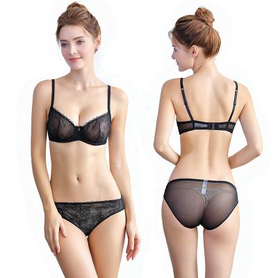 China QUICK DRY Women's Sexy Breathable Lace Bra And Panty Transparent Lingerie Set Female Fashion Underwear Sets for sale