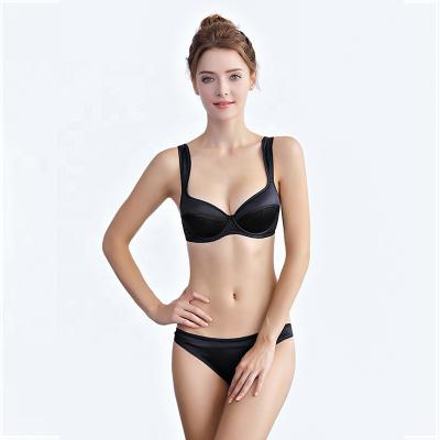 China Soft Li Yan Three Quarters Padded Wide Tie Bra Briefs Women Underwear Cotton Breathable Ladies Lingerie Bra Sets for sale