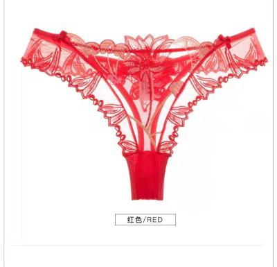 China Women's Breathable Transparent Thong Embroidery Cherry Panties Sexy Temptation Cherry Panties Thong for sale