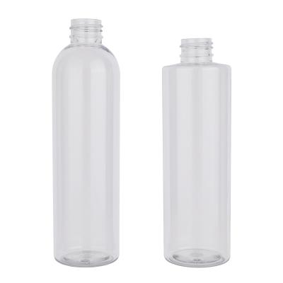 China Hot Selling Non Spill In Stock 8oz 240ml PET Round Shape Flat Round Shoulder Plastic Bottle For Cosmetic for sale