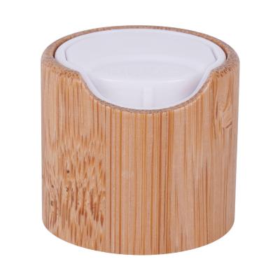 China Non Spill 20/410 24/410 28/410 Plant Bamboo Wood Disc Top Cap For Bottle for sale