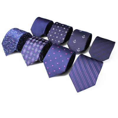 China Mens Neck Tie Navy Stripe Corbatas Hombres Casual Neck Tie Gift Set Sublimation Ties Manufacturer for sale