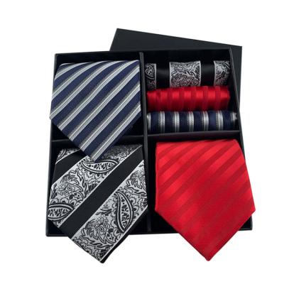 China 2021 Recyclable Regular Mens Ties And Handkerchiefs Set Custom Mens Ties And Pocket Square Set Fashion Mens Tie Set Gift Box for sale