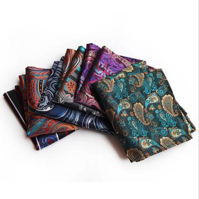 China Jacquard Woven Pocket Squares For Men Fashion Handkerchief Custom Print Paisley Handkerchief For Men 25*25cm for sale