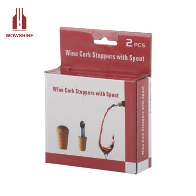 China Viable high level 2pcs in color box package all cork wine pourer for sale