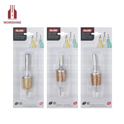 China Stainless Steel Blister Packing And Viable Cork Wine And Oil Bottle Pourer for sale