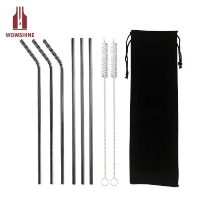 China Wowshine Sustainable Factory Free Shipping Bag Set 6 brush straws+2 stainless steel straws 1set/lot for sale