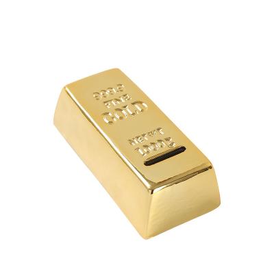 China Creative Ceramic Electroplating Coin Bank Coin Bank Gold Brick Coin Bank Simulation Gold Bar Piggy Bank Craft Gift for sale