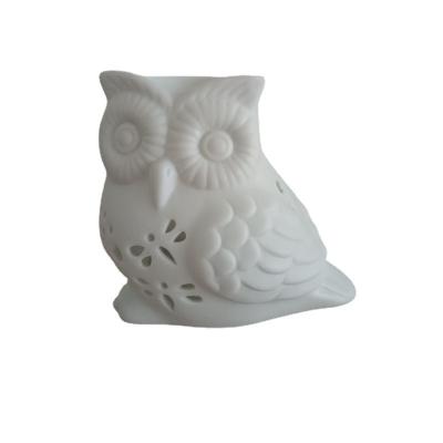 China American Incense Cavity Ceramic White Owl Shape Incense Burner Ornament Home Decoration for sale