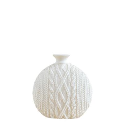 China Modern European white ceramic woven flower texture flower dry hydroponic vase home decoration for sale