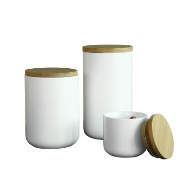 China Small INS Cylinder Sustainable Nordic Ceramic Food Storage Box Storage Jar With Lid for sale