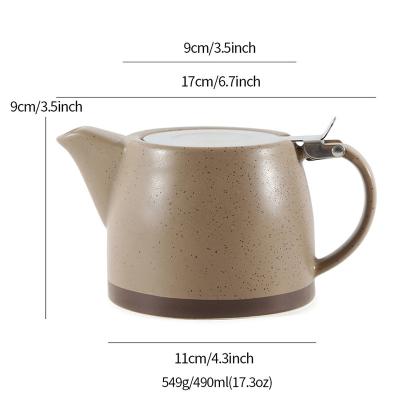 China Sustainable Hot Selling Ceramic Teapot with Stainless Steel Filter and Lid for sale