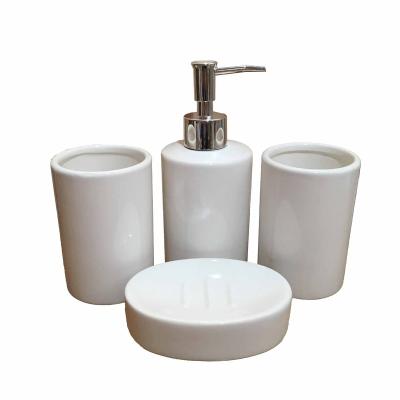 China Sustainable European Style Simple Ceramic Four-Piece Bath Set White Bathroom Supplies Bathroom Accessories for sale