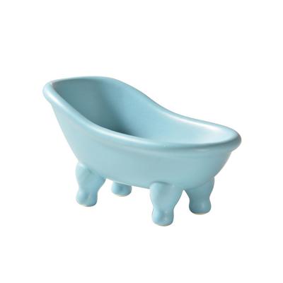 China Macaron Viable Color Creativity Ceramic Bathroom Multifunctional Mini Bathtub Soap Dish Accessory for sale