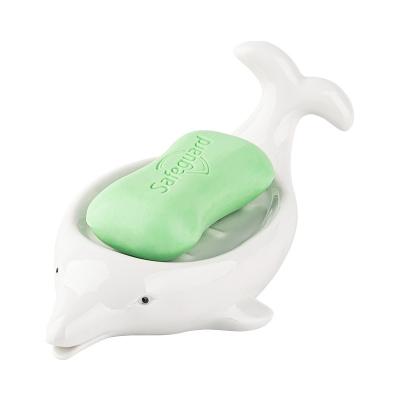 China Cute Ceramic Cute Animal Shape No Soap Dish Storage Rack Drain Accumulating Holder for sale