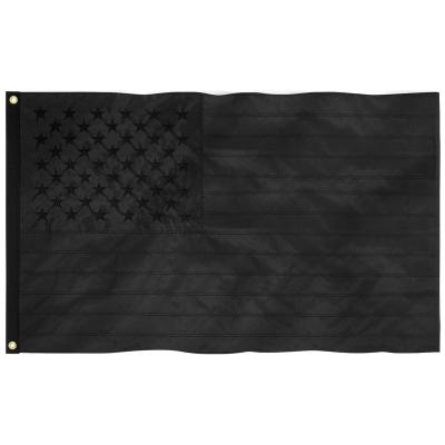 China Vivid Color 3x5 ft All Black American Embroidered Flag for sale