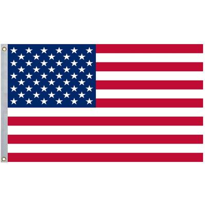 China FLYING American Flag 8x12ft 210D Polyester Embroidered USA Star Flag Grommets House Banner 50's American Nylon Sewed Grommets for sale