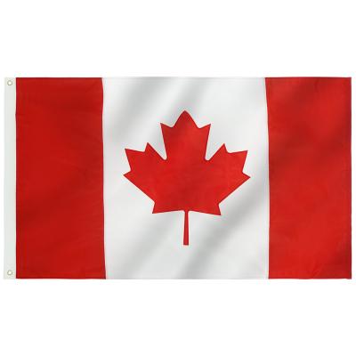 China Wholesale Decoration 100% Polyester 3 x 5ft 210D Stock Maple Leaf Embroidered Canadian Canada Flag With Brass Grommets for sale