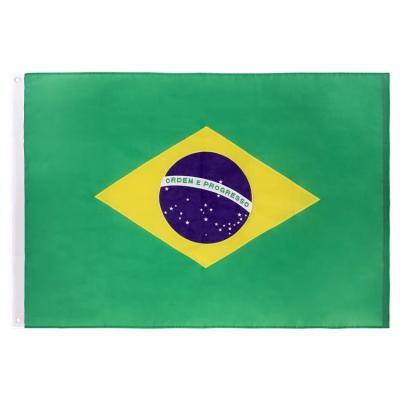 China High Quality Waterproof 210D Embroidered Brazil Country Brazil National Flag With Brass Grommets for sale